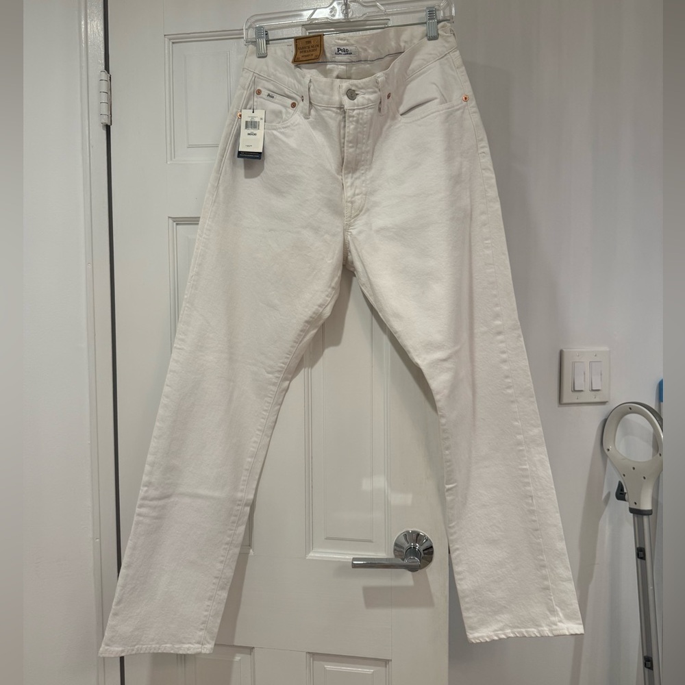 Ralph Lauren Polo Men's White Varick Slim Straight Stretch Jeans